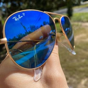Polarized Rayban aviator / blue lens / gold frame